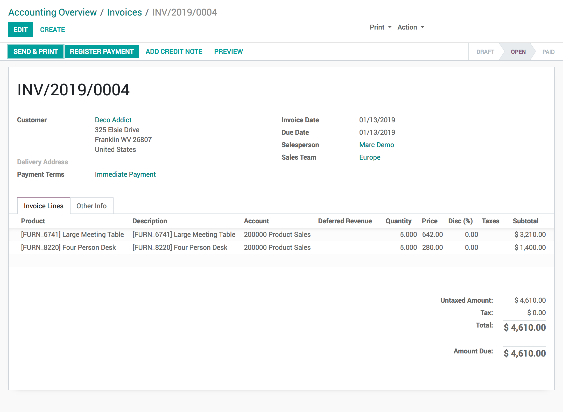 Odoo Accounting screenshot & Video