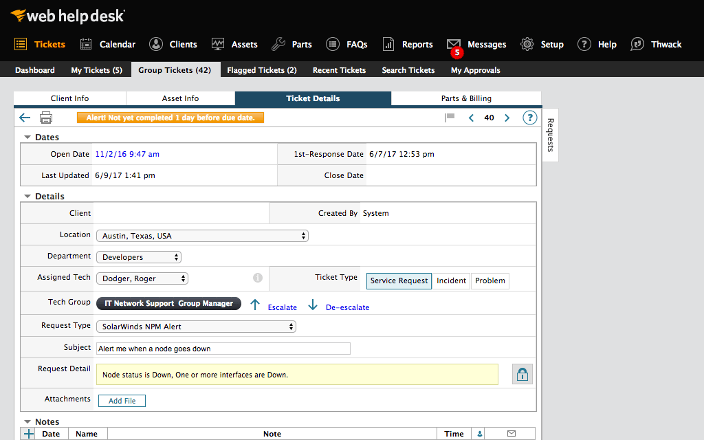 SolarWinds Web Help Desk screenshot & Video